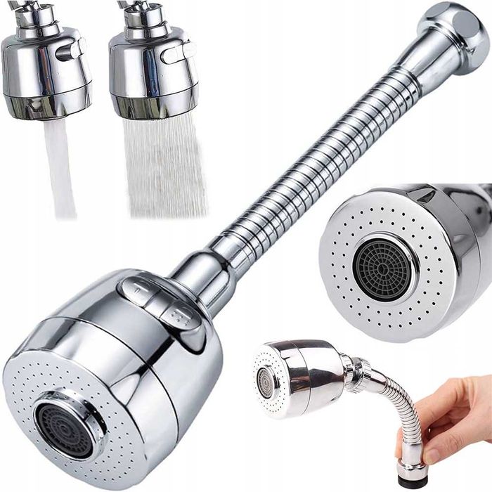 PERLATOR ADAPTER NA BATERIĘ do KRANU 3w1 Obrotowy Długi Napowietrzacz