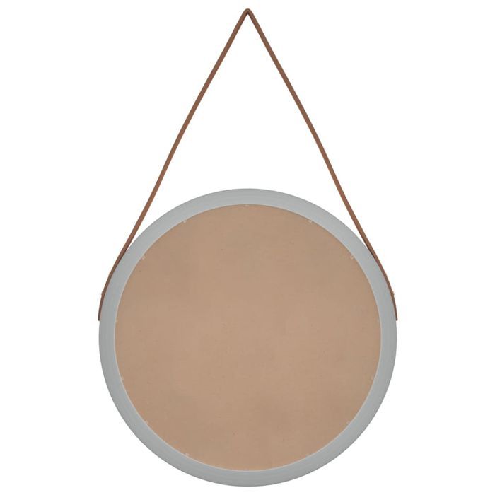 Vidaxl Lustro Ścienne Na Pasku, Srebrne, Ø45 Cm