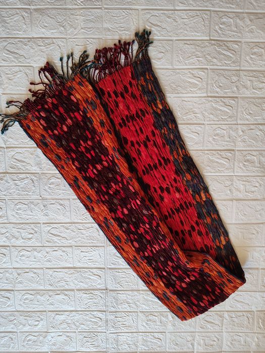Wełniany szalik Codello 100% wool wełna lana pomarańczowy czerwony brązowy 180/23