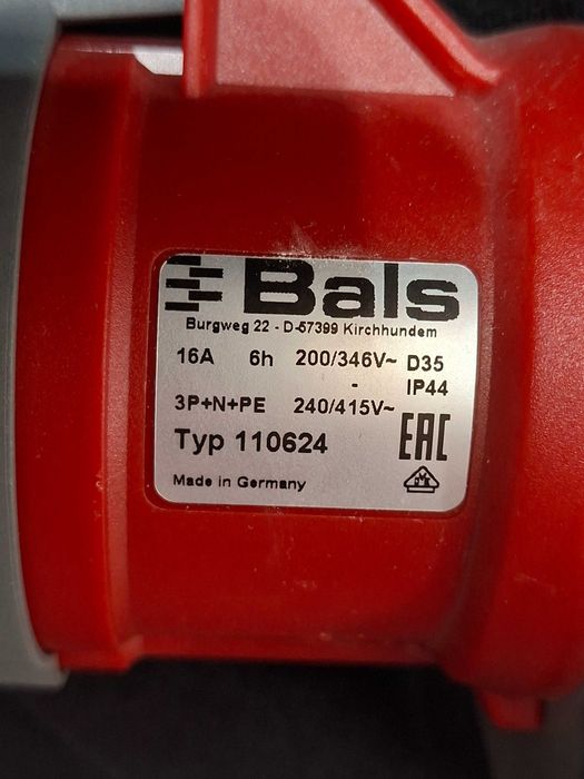 Wtyczka Gniazdo naścienne Bals 110624 ścienne 16A 400V Made in Germany
