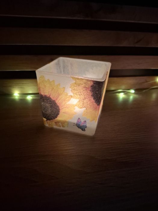 Lampion szklany ze słonecznikami