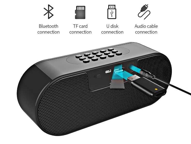 Coluna Relógio Despertador LED Soundbar Bluetooth USB Cartao SD Radio NOVO
