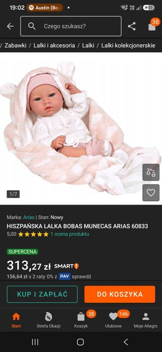 Lalka hiszpańska Arias 45cm jak żywa Bobas Gratisy