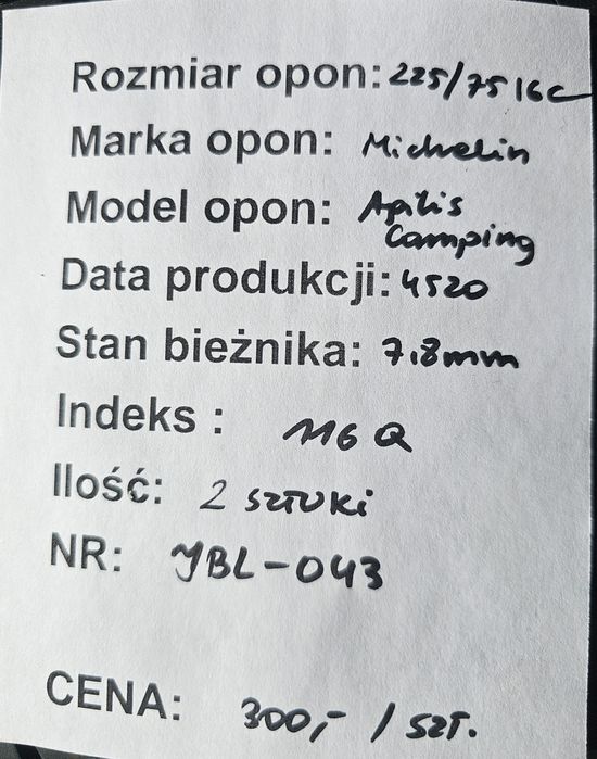 225/75R16C Michelin Agilis Camping Lato