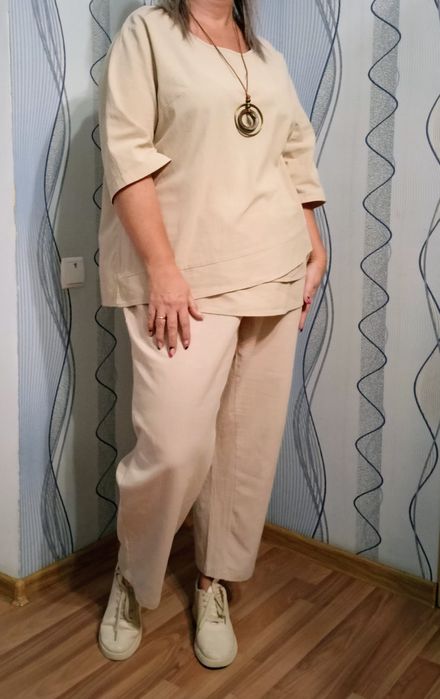 Костюм вільного крою з вареної бавовни