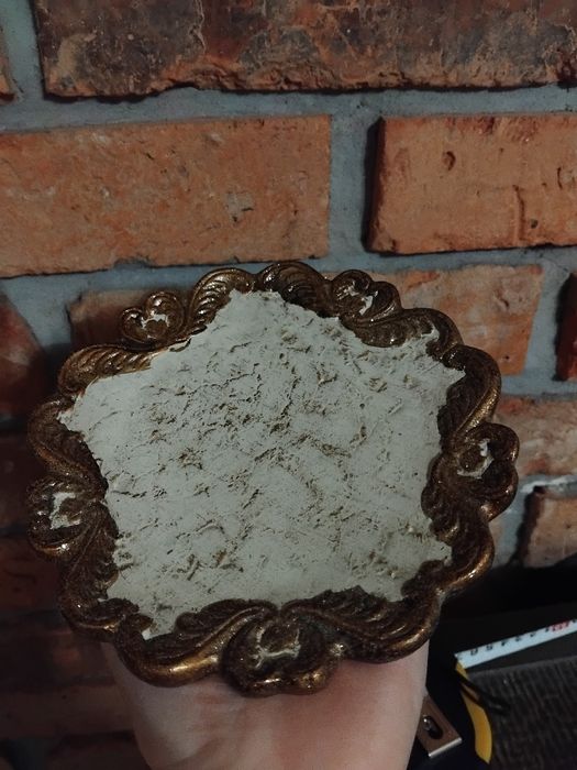 Piekna patera taca azurowa pozlacana