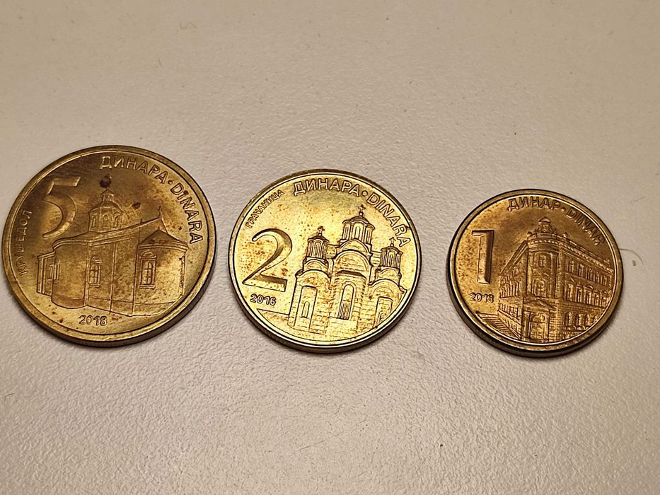 Serbia 5, 2, 1 dinarów
