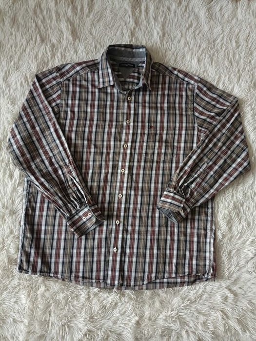 Koszula męska w kratę Casa Moda, XL, bawełna 100%, z kołnierzem, długi rękaw