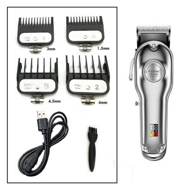 Aparador de Cabelos Kemei Clipper KM-1986 Dourado e Prateado *NOVO*