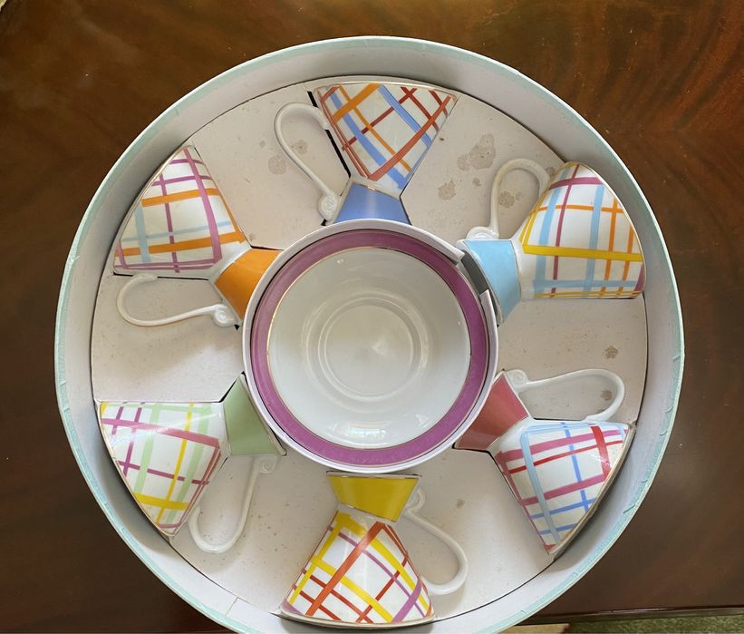 Conjunto 6 chávenas de café em porcelana fina