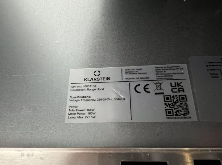 Витяжка кухонна острівна Klarstein Kronleuchter XL 90 см, дефект
