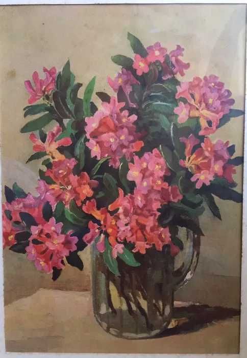 dois quadros com flores, antigos