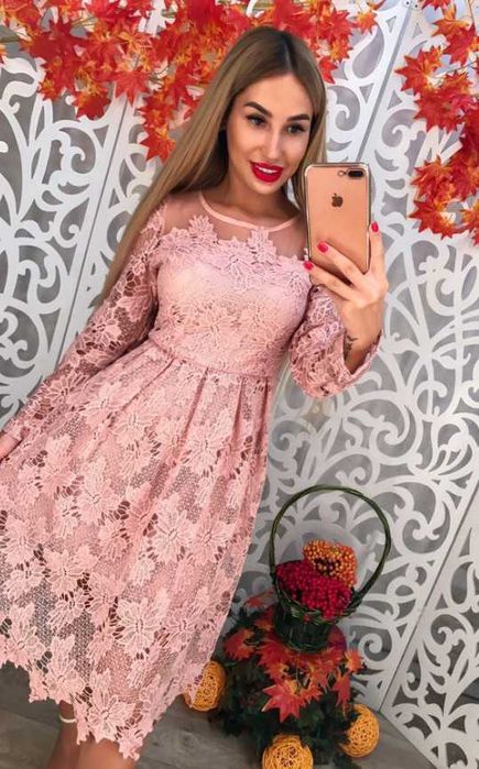 Нова! Рожева сукня мереживо