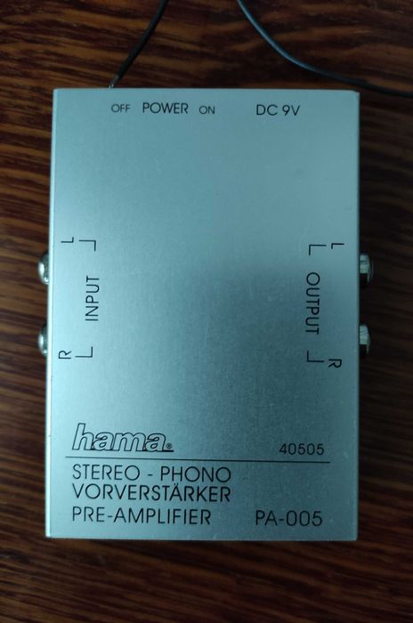 Компактный фонокорректор для MM-систем Hama PA-005 + блок питания и Proclass-Audio межблочный кабель