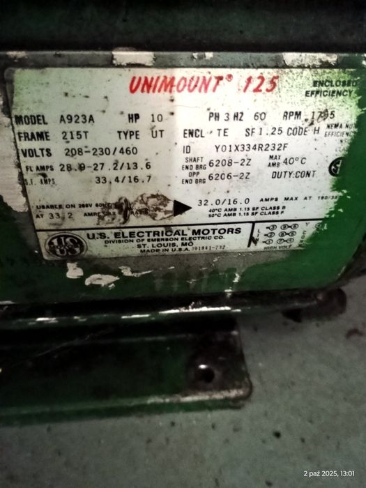 Silnik elektryczny 10km 10hp 7,5kW stan bdb, 35mm wałek dł 88mm