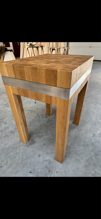 Kloc masarski z litego dębu + stal nierdzewna 6 mm | solidny