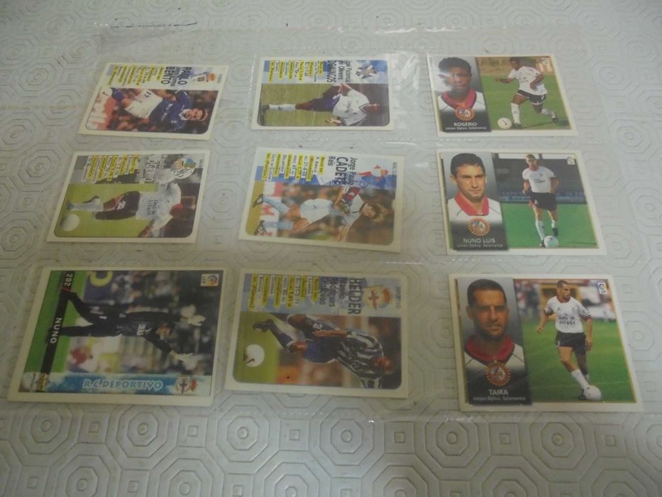 Lote de 63 cromos de jogadores portugueses na La Liga Espanha anos 90