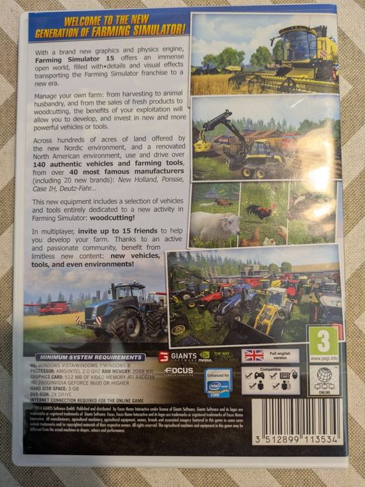 Jogo PC - Farming Simulator 15 (Completo c/ Manual) - Impecável