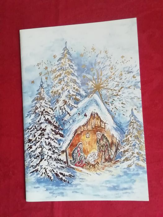 Postal de natal, pintado com a boca