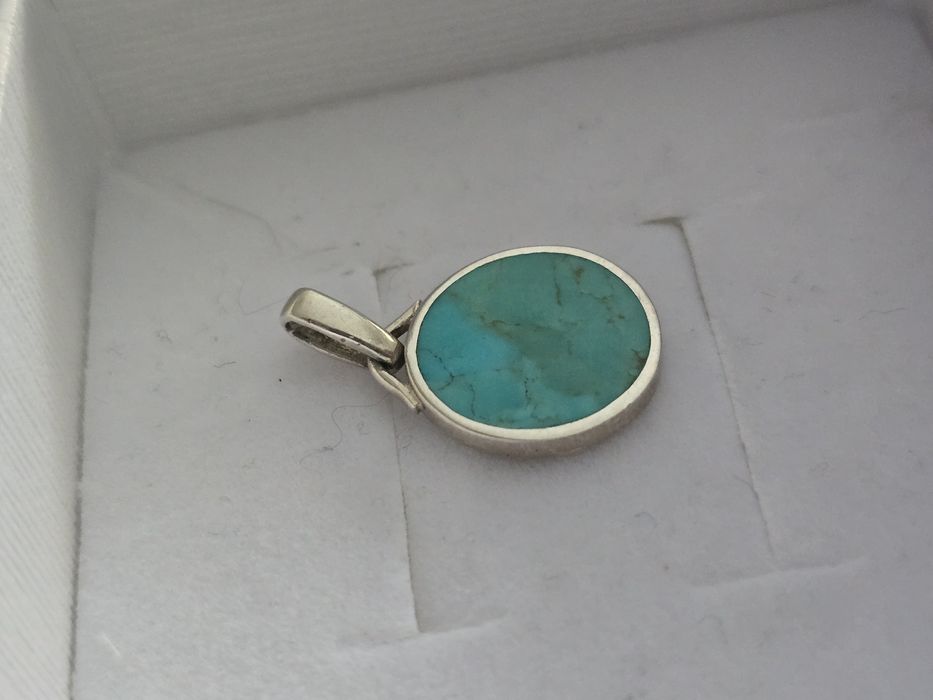 Srebrna zawieszka z turkusem, srebro, turkus