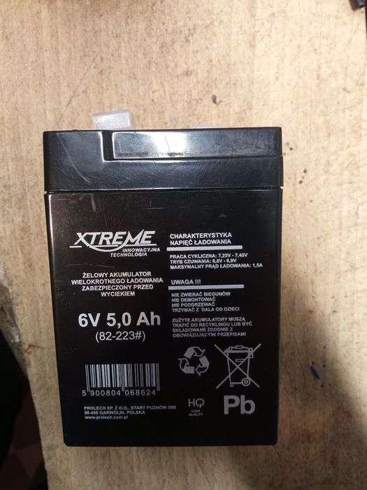 Akumulator żelowy bateria 6V 5Ah alarm UPS zabawka