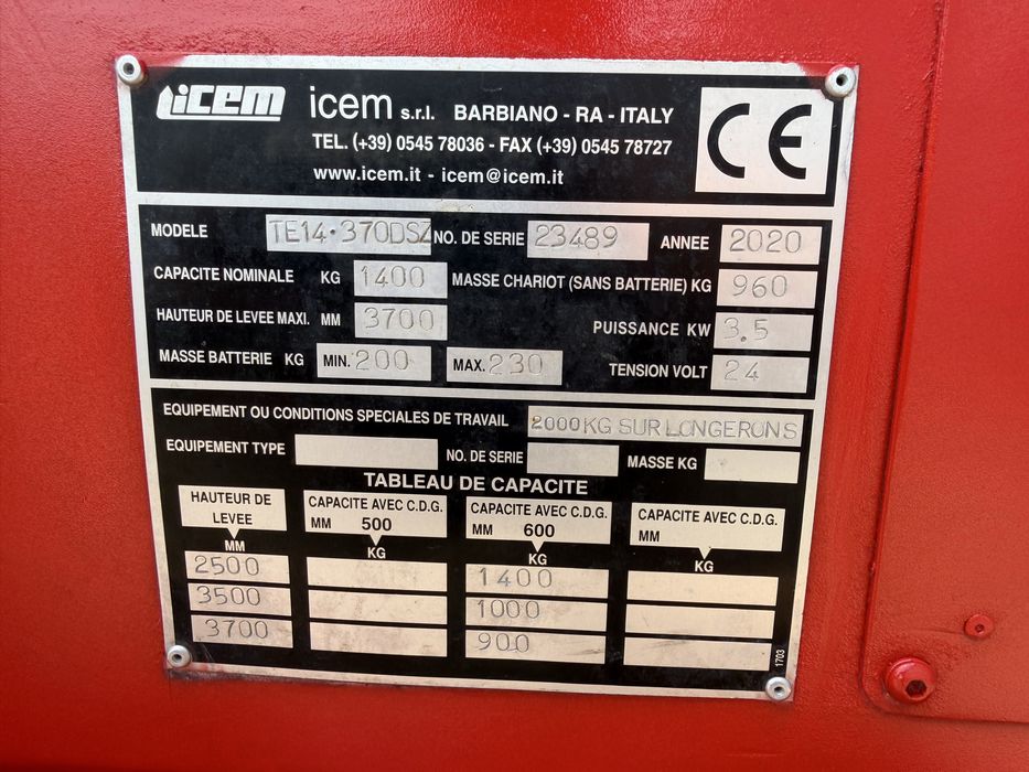 Paleciak elektryczny 2020 r Icem 1400 kg 370 cm