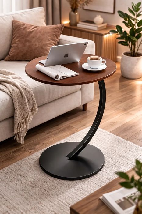 Приліжковий кавовий столик DASH-64224 45х30х60 см Темне-Дерево