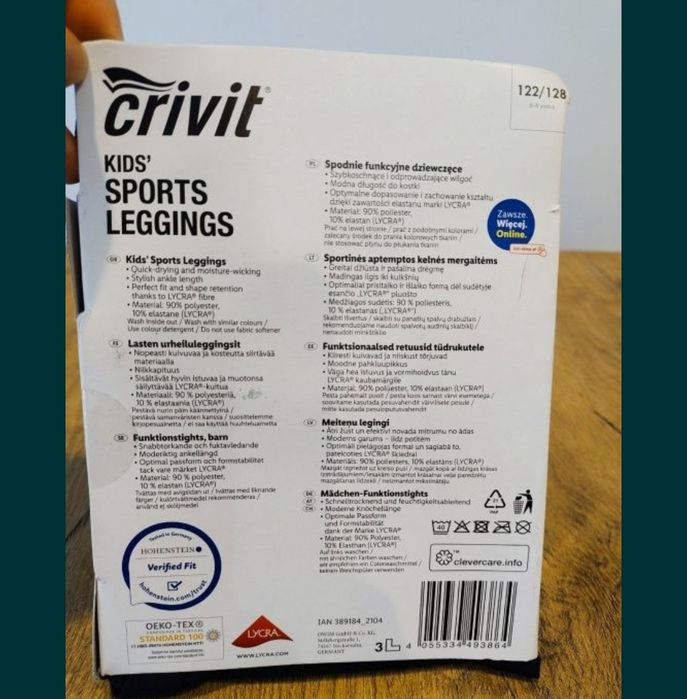 Legginsy funkcyjne dziewczęce r 122/128 z różowym akcentem