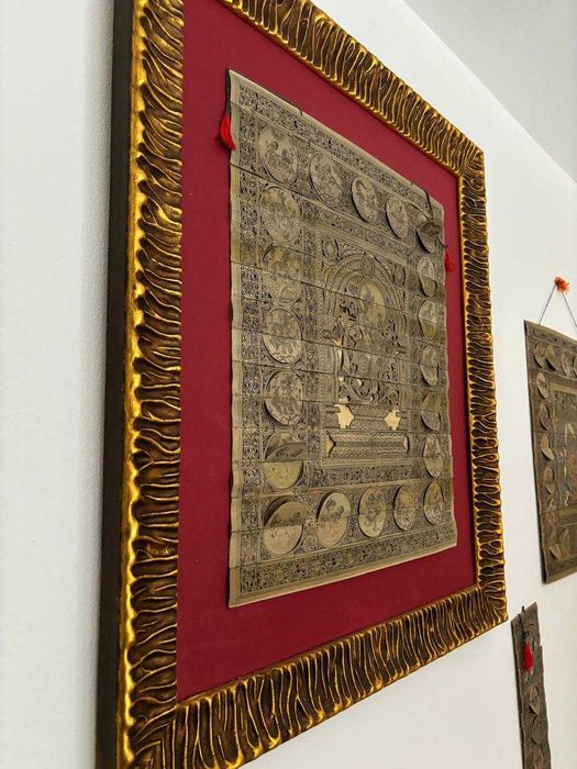 Quadro Hindu Kamasutra com gravação em Folha de Palmeira (RARO)