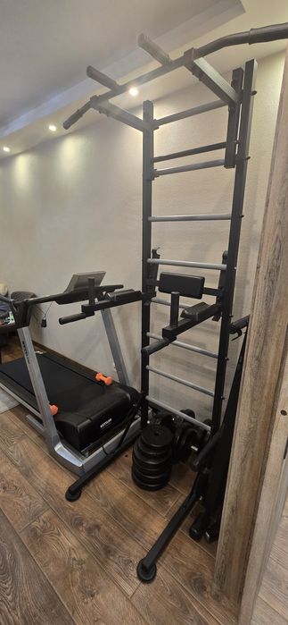 Беговая дорожка Kettler, турник, брусья, лавка, шведская стенка.