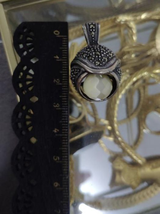 Срібний вишуканий вінтажний кулон з марказитами