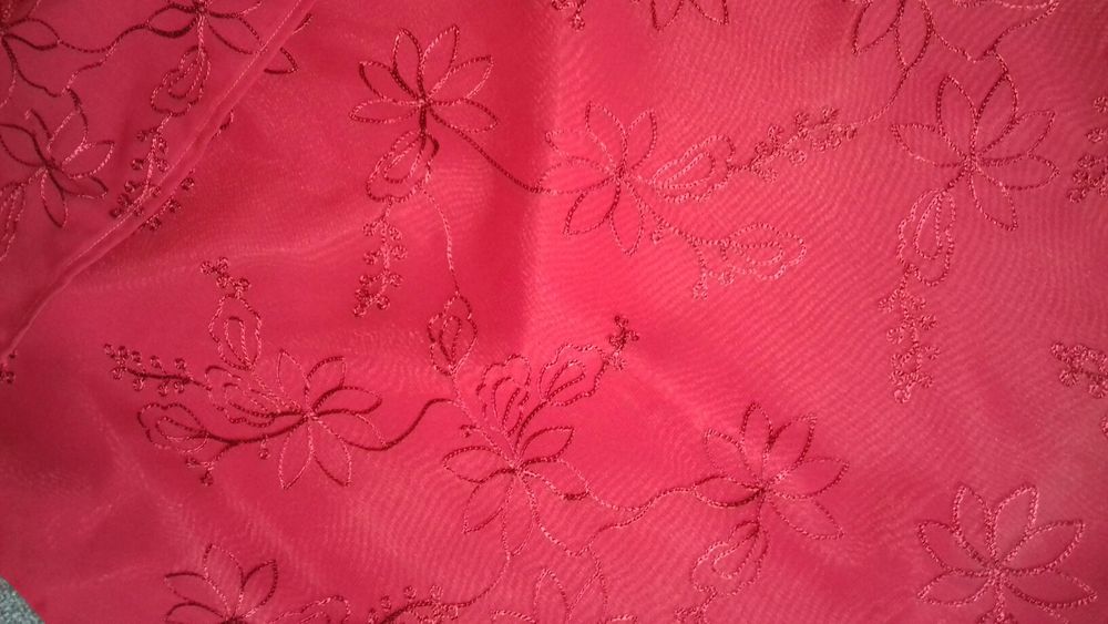 Komplet bordowy w haftowane kwiaty xl