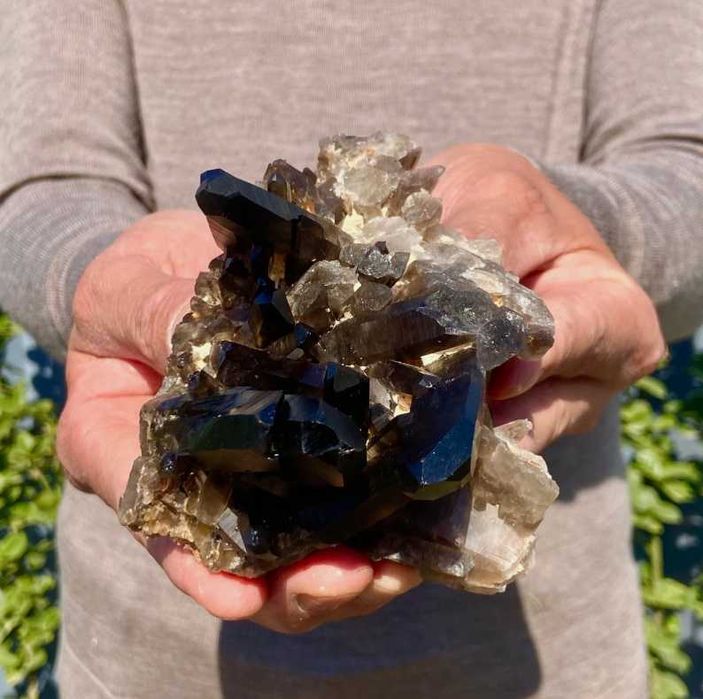 Drusa de quartz preto fumado com 500g