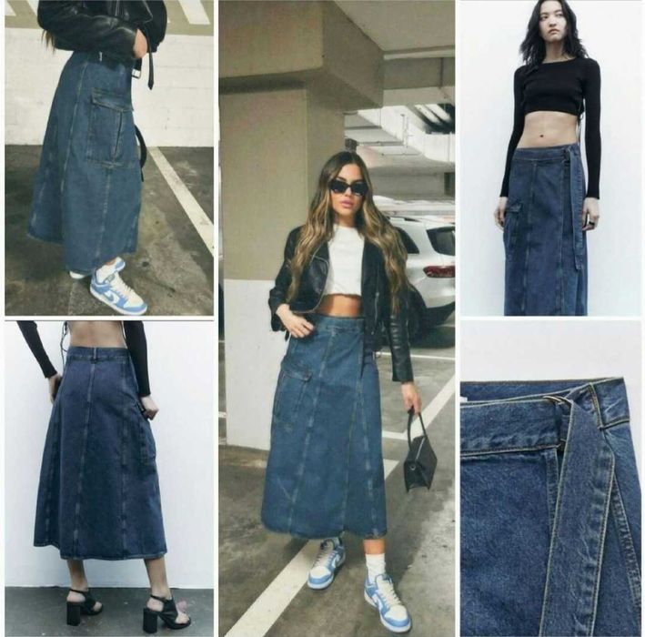 Трендова джинсова спідниця карго від Zara