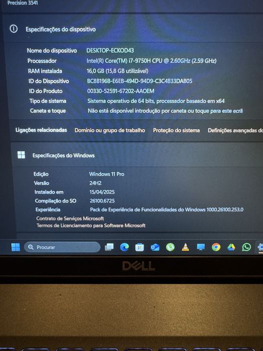 Computador Dell precision 3541 ( deixou dar som )