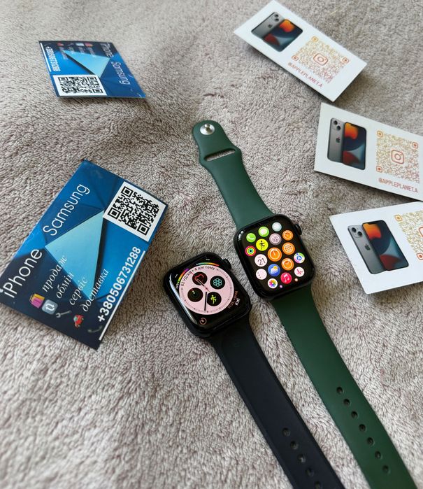 Apple Watch Series 7 45mm чорні і зелені вотч 7 45мм