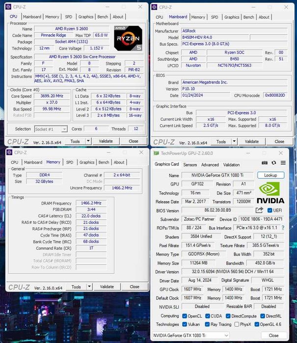Игровой ПК Ryzen 5 2600/32Gb/1080Ti/SSD256+2Tб компьютер системник