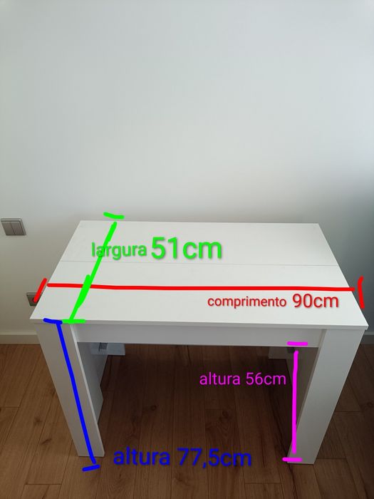 Mesa Secretária Extensível Modular Branca (4 Módulos)
