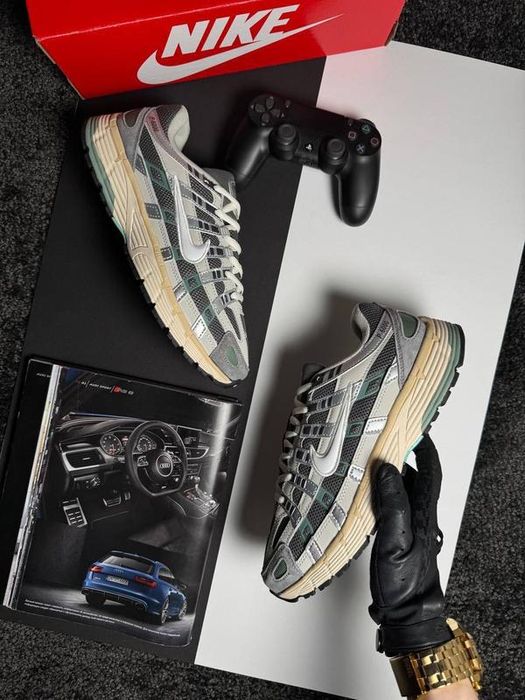 Жіночі Nike P-6000 Grey Green сіро-зелені люкс матеріали