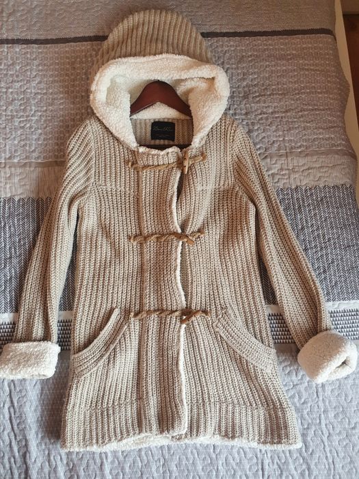 Długi sweter Zara Knit beżowy bodrysówka