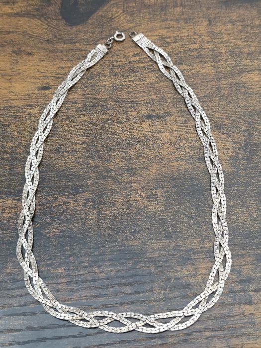 Srebrny łańcuszek 925 – potrójny splot – 27,12 g – vintage