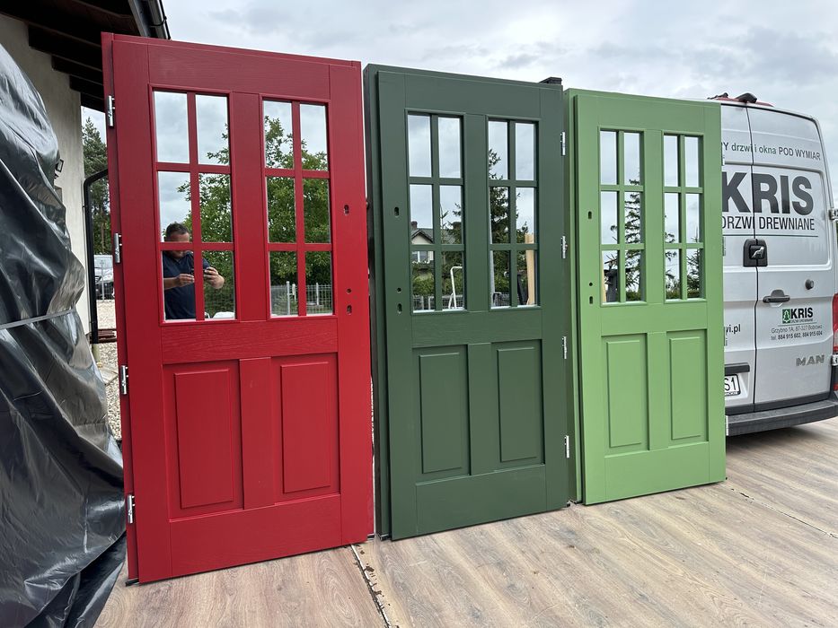 Drzwi zewnętrzne drewniane  zielone czerwone czarne białe Cała Polska
