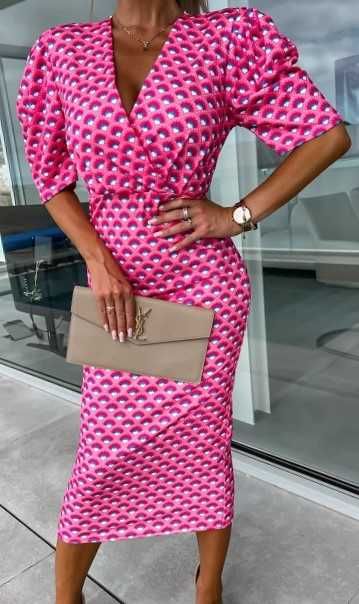 Wiosna lato Sukienka  włoska w pradowskim stylu ołowek S/L kolory