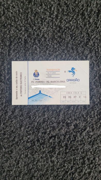 Bilhete inauguração do Dragão