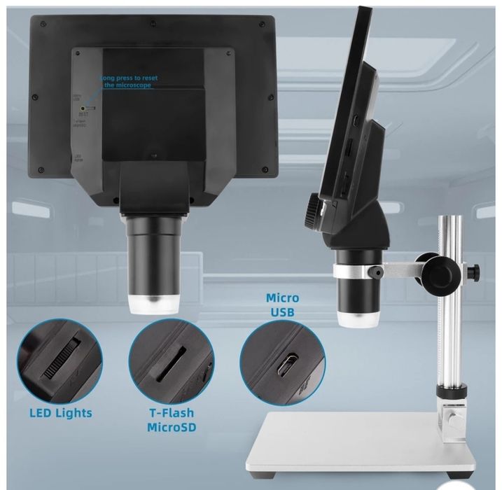 Microscópio digital Mustool g1200 tela de 7 polegadas HD