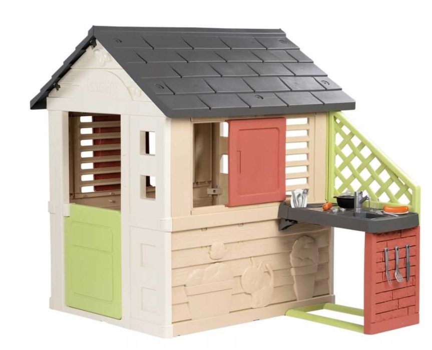 Smoby Life Nature domek ogrodowy z kuchnią + 17 akcesoriów