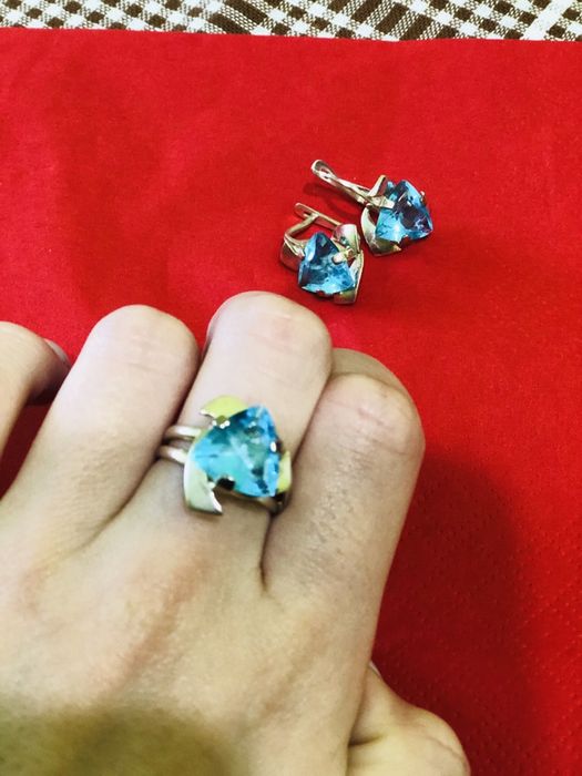 Срібний комплект/Перстень і сережки