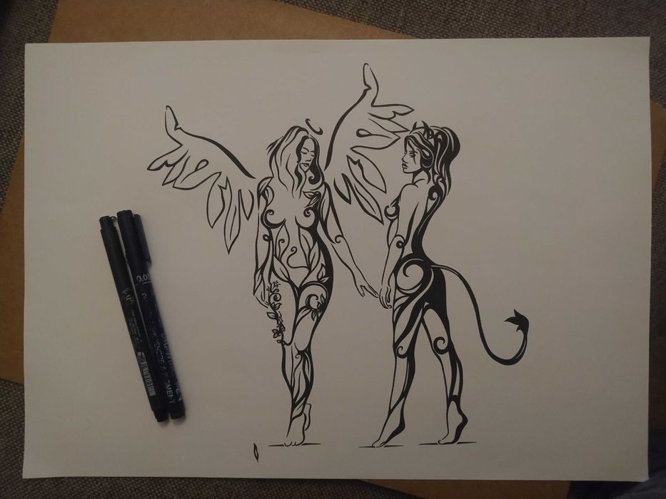 Rysunek: siostry 2 - cienk - blok t. A3 250 g/m