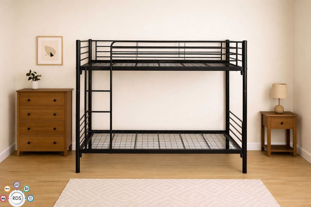 SOLIDNE Łóżko metalowe PIĘTROWE / POJEDYNCZE Wojskowe Hotelowe 200x90