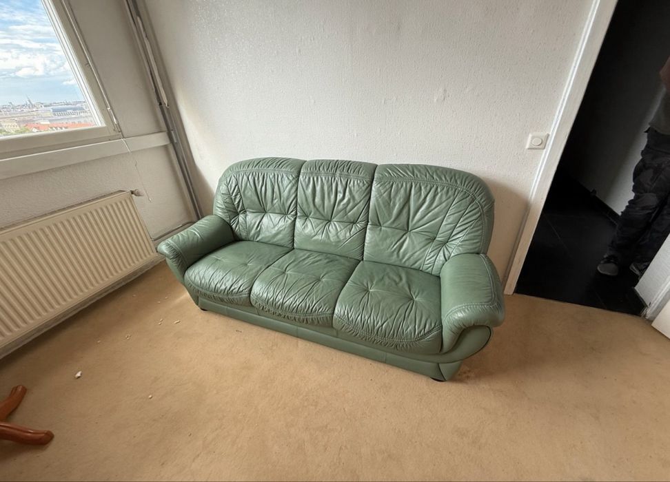 Шкіряний диван знленого кольору
